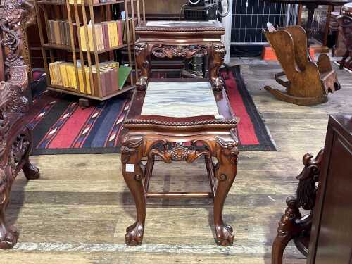 Chinese rosewood and marble side table