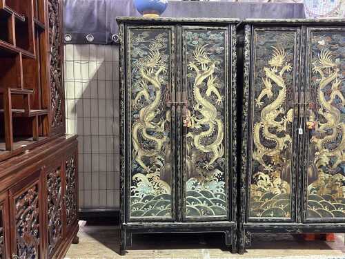 Chinese hand painted timber cabinet