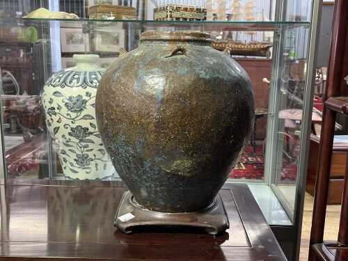 Oriental glazed pottery vase