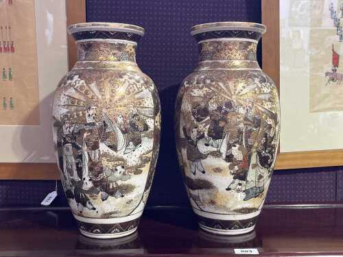 Pair of Japanese Satsuma ceramic vases