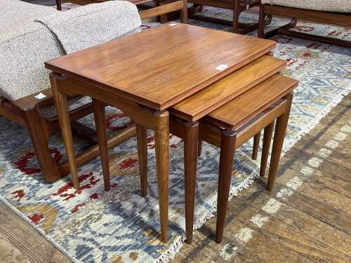 3 · Australian mid-century nest of three teak side tables
