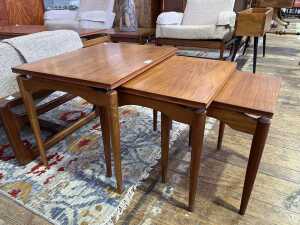 Australian mid-century nest of three teak side tables - 2