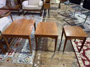 Australian mid-century nest of three teak side tables - 3