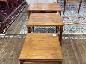 Australian mid-century nest of three teak side tables - 4
