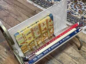 Mid-century painted mesh metal magazine rack - 3