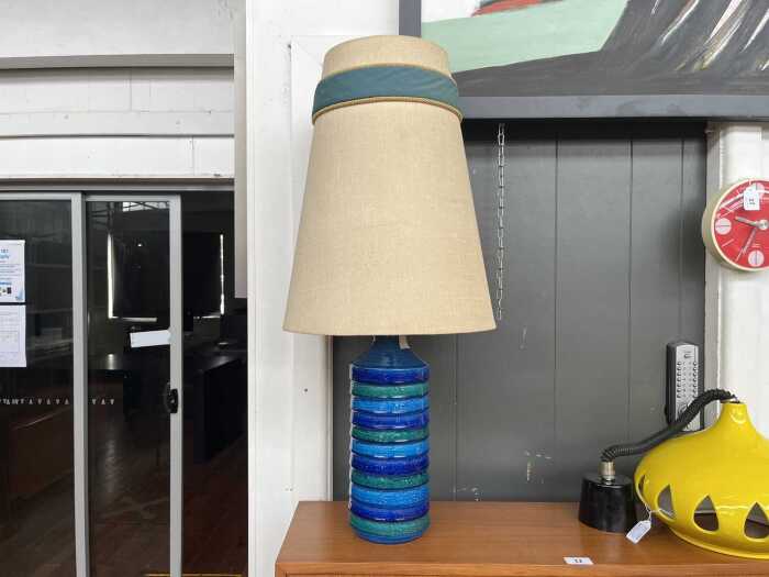 Mid-century Bitossi ceramic lamp with fabric shade