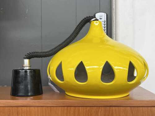 26 · Mid-century vibrant yellow ceramic hanging pendant light