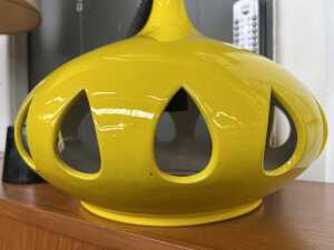 Mid-century vibrant yellow ceramic hanging pendant light - 2