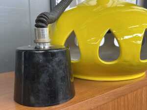 Mid-century vibrant yellow ceramic hanging pendant light - 3