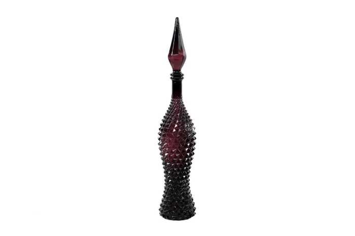 Mid-century Empoli amethyst fishtail genie bottle