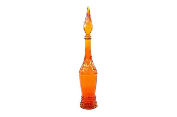 Mid-century Empoli orange 'Joker' genie bottle