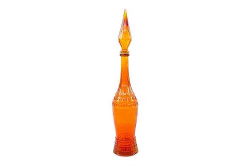 30 · Mid-century Empoli orange 'Joker' genie bottle