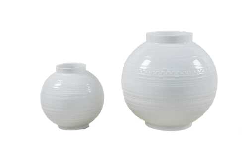 38 · Two Wedgwood 'Intaglio' porcelain white ball vases