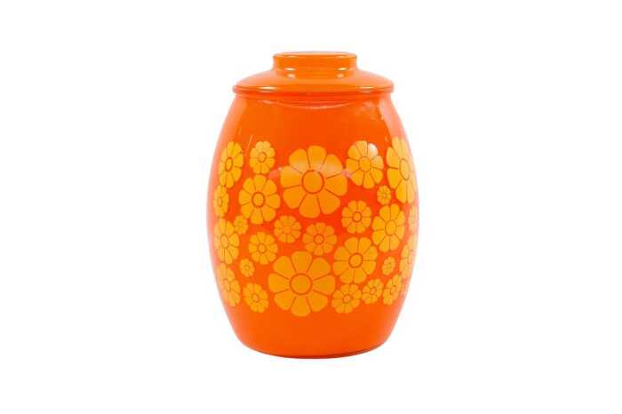 Mid-century Bartlett Collins 'Daisy' orange canister