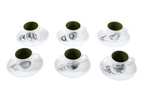 Susie Cooper by Wedgwood 'Black Fruit' coffee duos for six