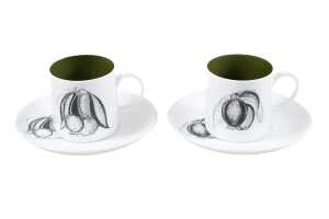 Susie Cooper by Wedgwood 'Black Fruit' coffee duos for six - 2
