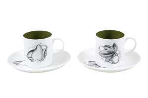 Susie Cooper by Wedgwood 'Black Fruit' coffee duos for six - 4