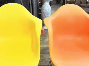 Three replica Eames moulded plastic armchairs - 4