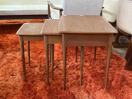 59 · Noblett mid-century teak nest of three side tables
