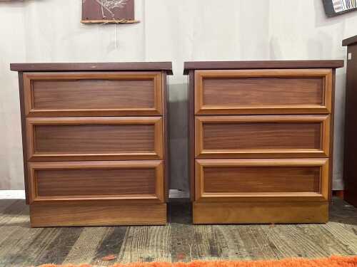 64 · Pair of mid-century teak bedside cabinets
