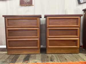 Pair of mid-century teak bedside cabinets