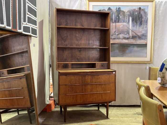 Danish mid-century rosewood bookshelf with desk