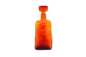Mid-century Amberina bark glass decanter