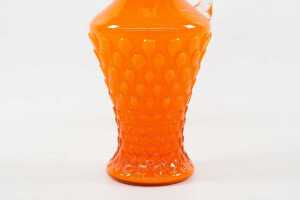 Mid-century Opalina Fiorentina Italian orange cased glass pitcher - 3