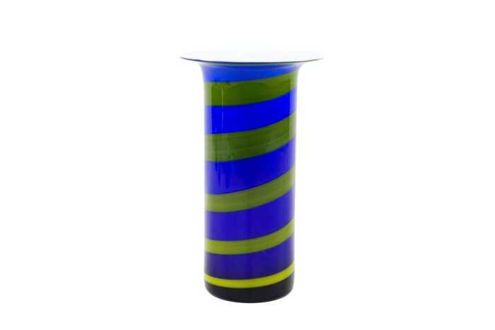 Per-Olof Strom for Alsterfors green and blue stripe vase