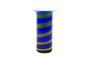 Per-Olof Strom for Alsterfors green and blue stripe vase
