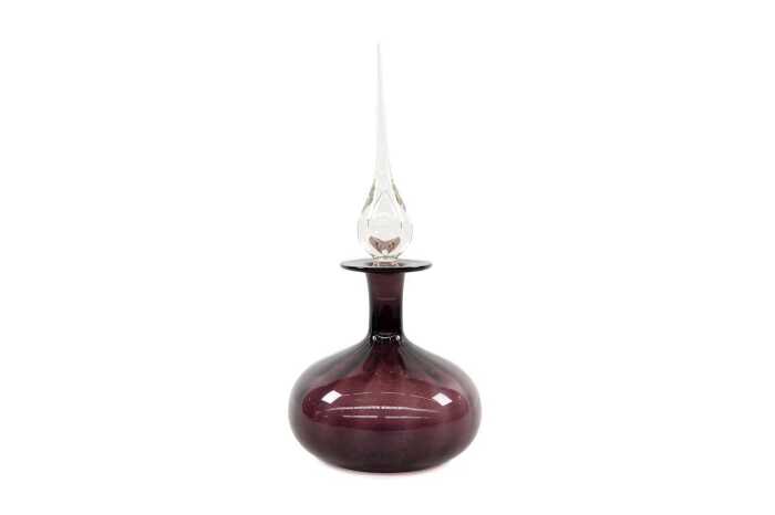 Mid-century Rainbow glass amethyst decanter with clear glass stopper