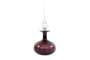 Mid-century Rainbow glass amethyst decanter with clear glass stopper