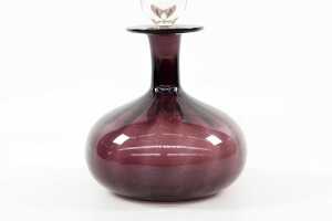 Mid-century Rainbow glass amethyst decanter with clear glass stopper - 3