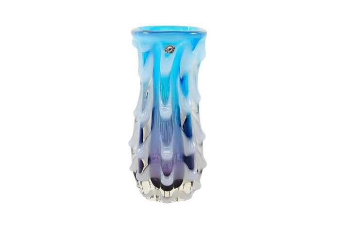 Mid-century Sanyu blue and purple glass vase