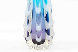 Mid-century Sanyu blue and purple glass vase - 3
