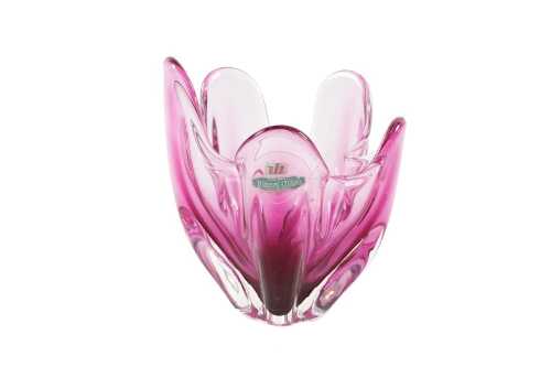 74 · Vintage Japanese Iwatsu Hineri glass vase in pink