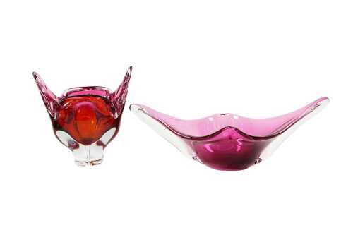 75 · Two Czech mid-century art glass bowls