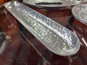 Mainly Don Shiel aluminium servingware, including platter, dishes, napkin rings, etc. - 3