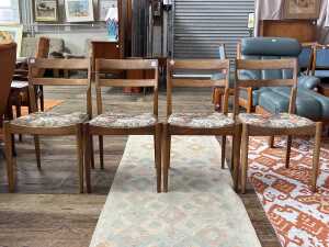 Set of four T.H. Brown mid-century teak dining chairs
