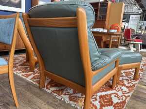 Pair of Noblett mid-century armchairs with footstools - 4