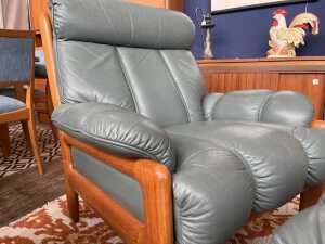 Pair of Noblett mid-century armchairs with footstools - 5