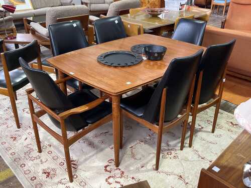 Burgess mid-century teak seven piece dining suite
