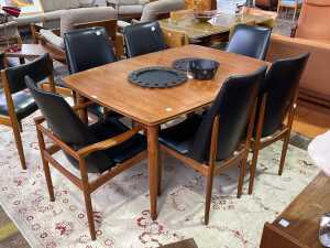 Burgess mid-century teak seven piece dining suite