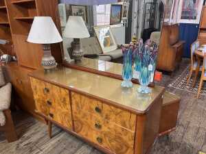 Mid-century blackwood and figured walnut dressing table - 2