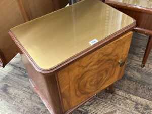 Mid-century blackwood and figured walnut bedside cabinet - 2