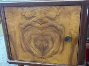 Mid-century blackwood and figured walnut bedside cabinet - 4