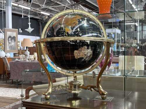 World globe set with various semi-precious stones