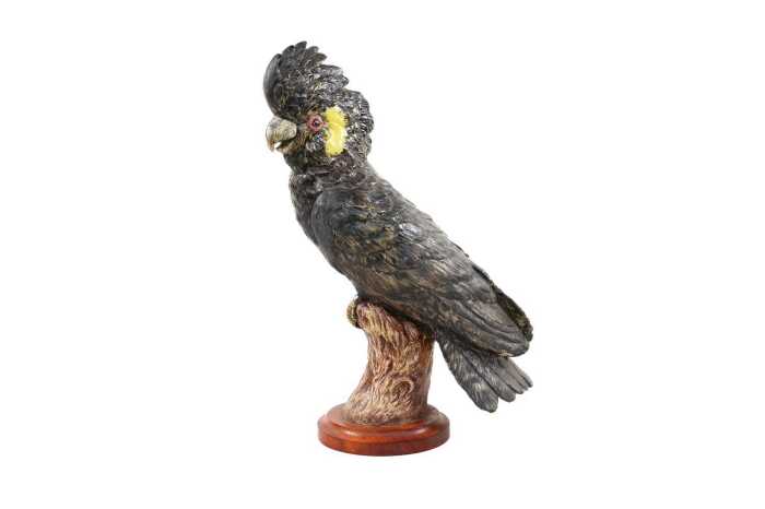Goode Ceramic's handmade Yellow-tailed black Cockatoo figure