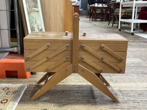 Mid-century timber cantilever sewing box