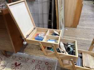 Mid-century timber cantilever sewing box - 3